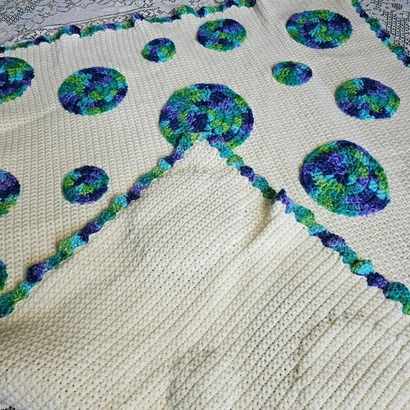 Handmade Granny Square Circles Crochet Afghan Baby Lap Blanket Throw 32x42" - Picture 5 of 7